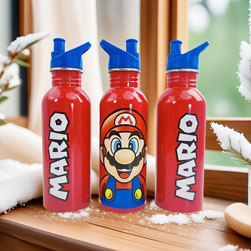 Super Mario Water Bottle - Stainless Steel Drink Bottle with Cap for Kids