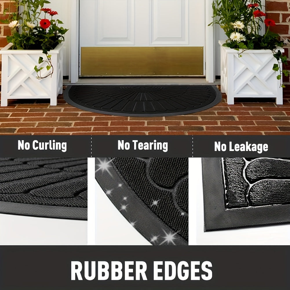 Sustainable Rubber Door Mat - Half-Round Design for Outdoor and Indoor