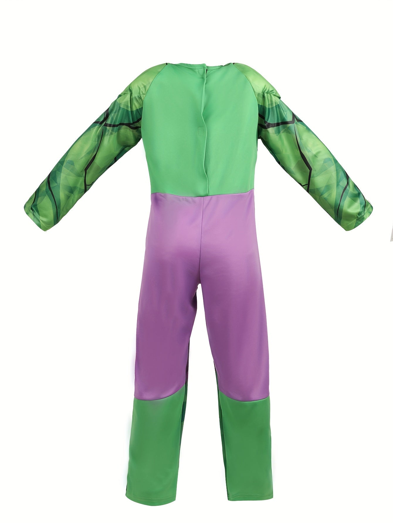 Superhero Costume for Kids – Green Jumpsuit with Muscle Design and Mask
