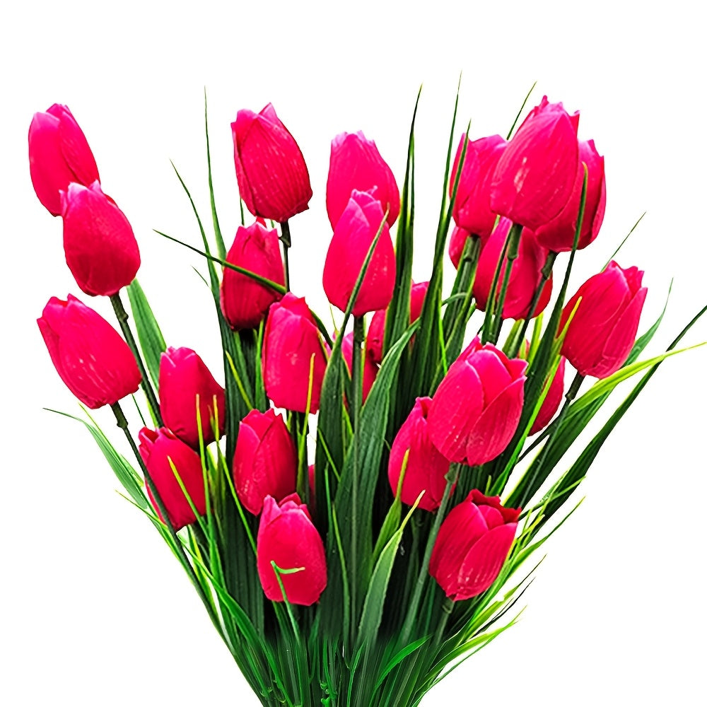 Set of 6 Bundles of Artificial Tulips – UV-Resistant and Realistic for Garden and Interior Decoration