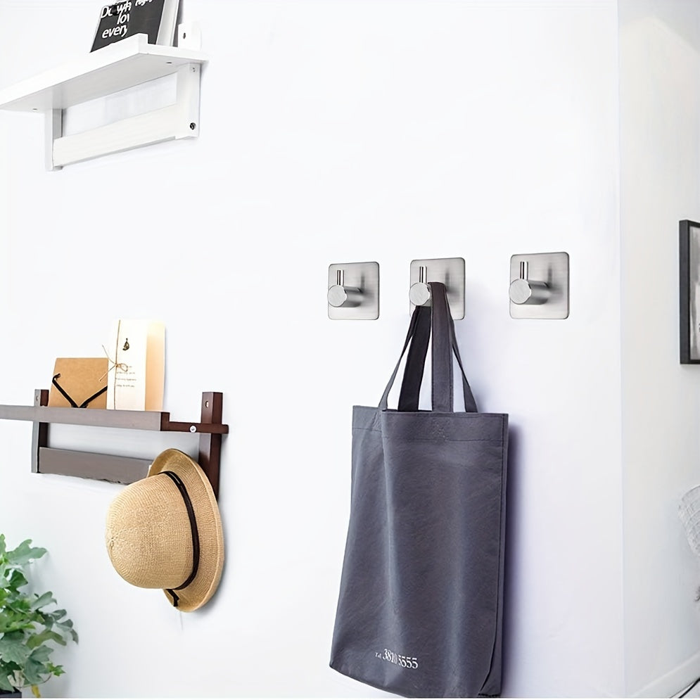 4-Piece Self-Adhesive Stainless Steel Wall Hook Set – Minimalistic, Strong, and Waterproof