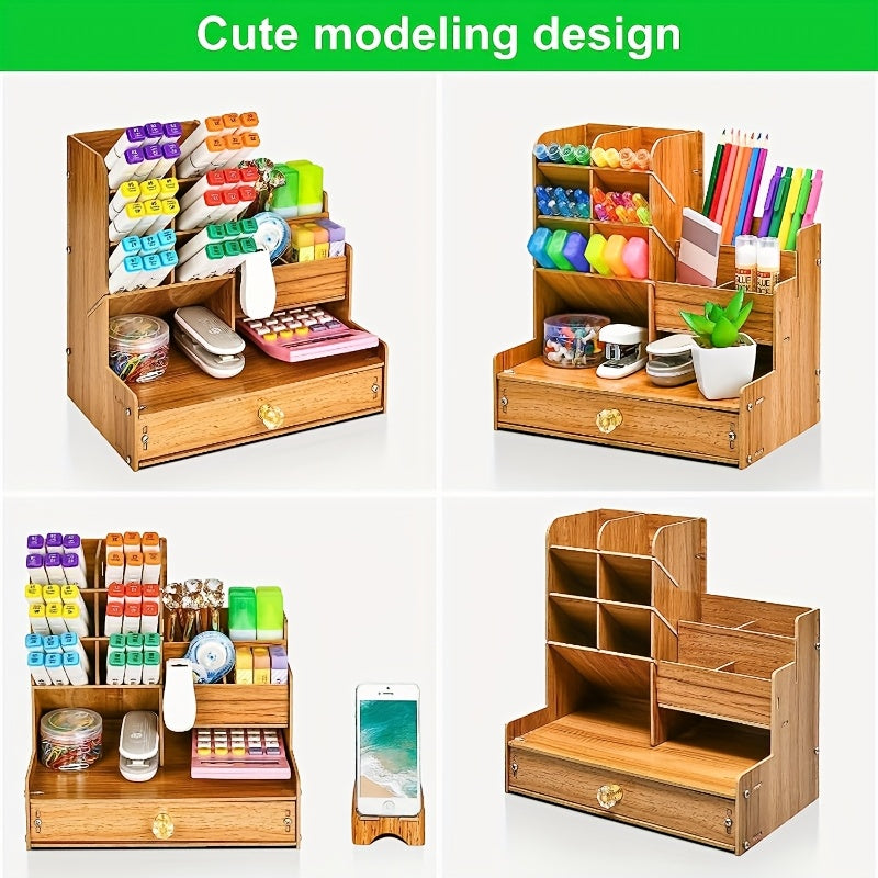 Spatial Bamboo Desk Organizer with Drawer – Organize Your Workspace Efficiently and Stylishly