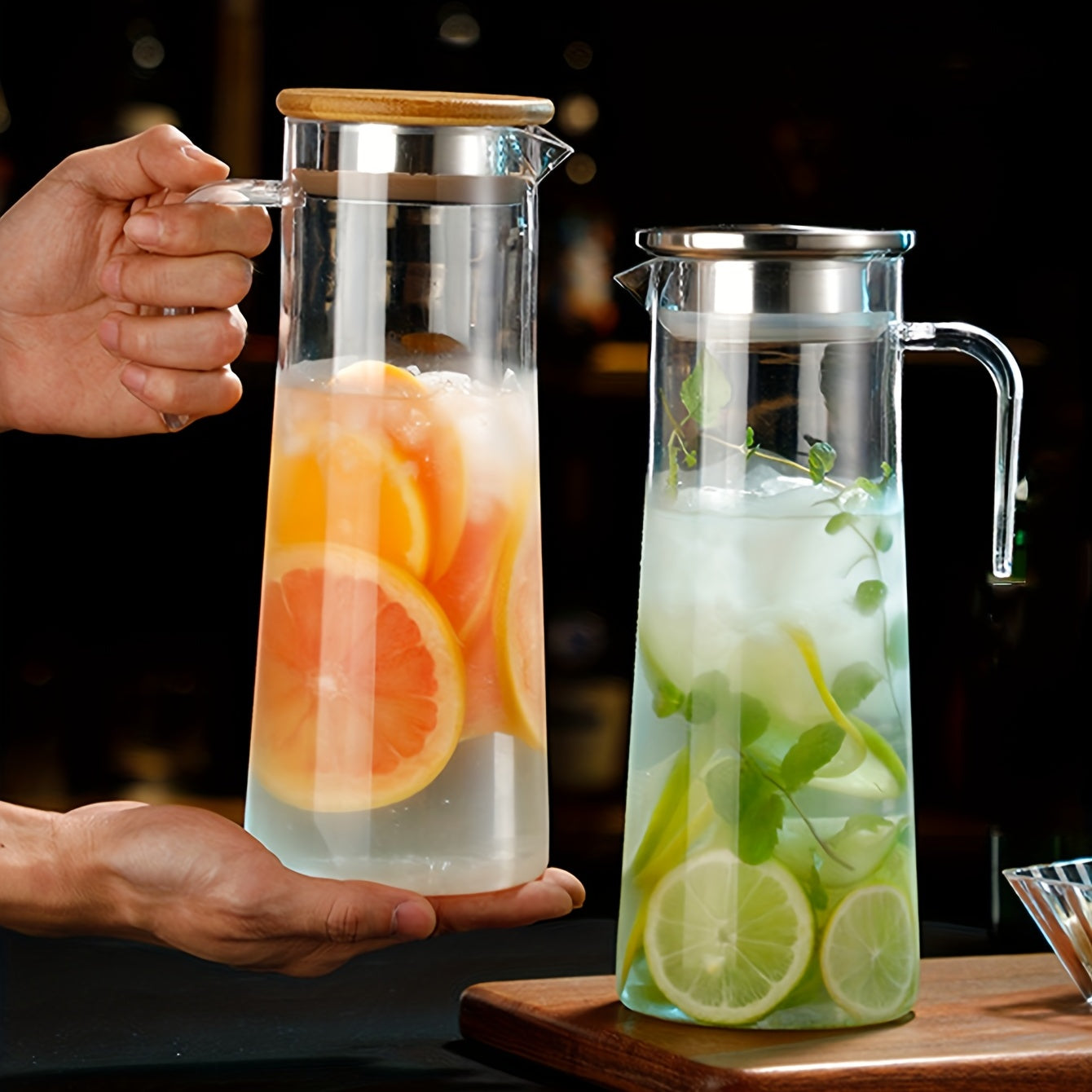 Glass Water Pitcher with Lid – Ideal for Juice, Bubble Tea, and Refreshing Summer Drinks