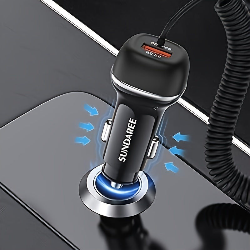Fast Rechargeable USB-C 51W Car Charger – For Super Fast Charging of Multiple Devices
