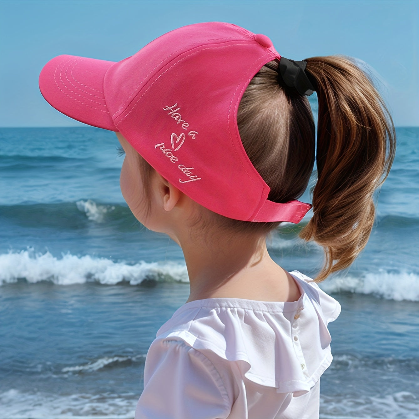 Adjustable Baseball Cap for Kids – Heart Embroidery and Breathable Fit