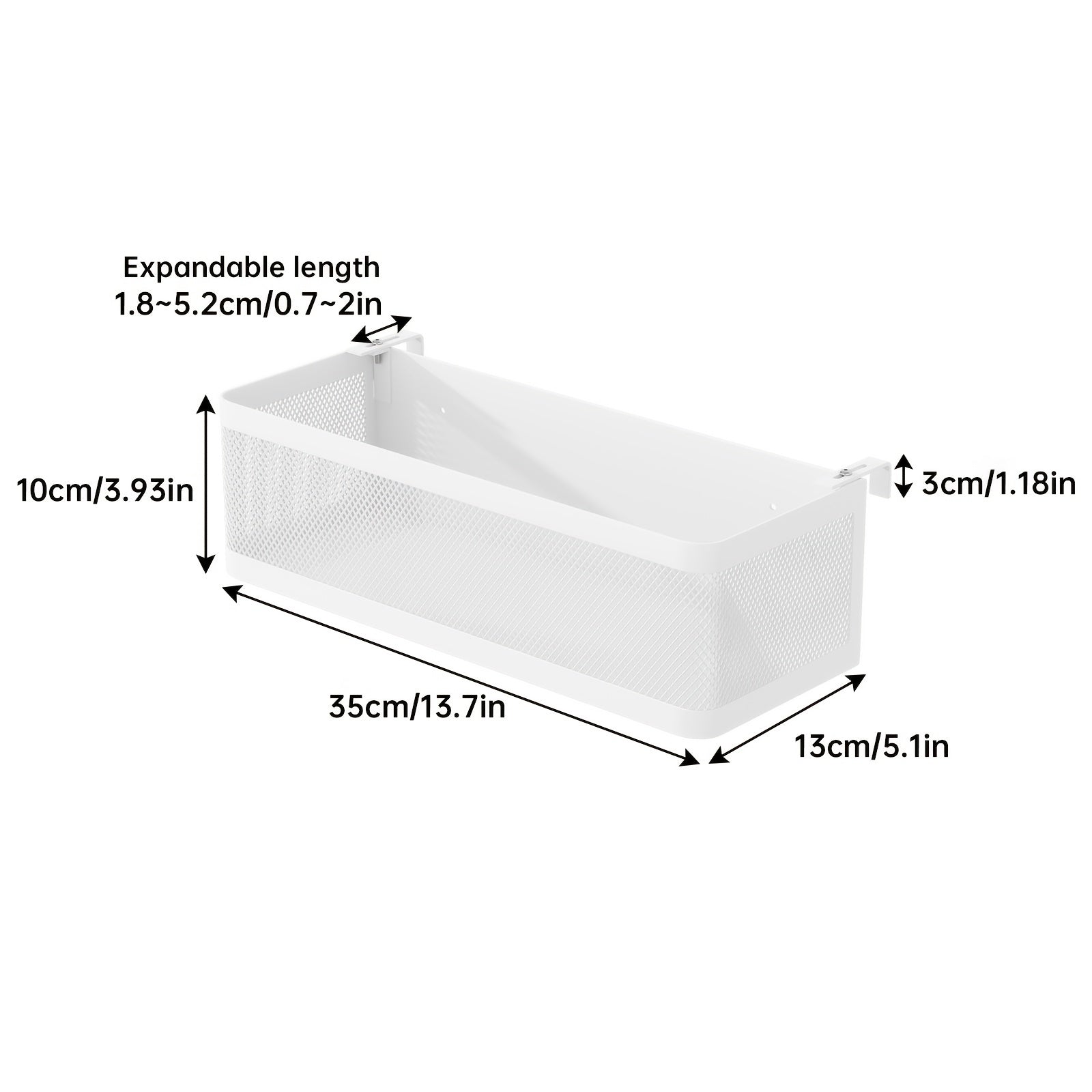 Adjustable Metal Storage Basket with Hooks - Convenient Solution for Organization