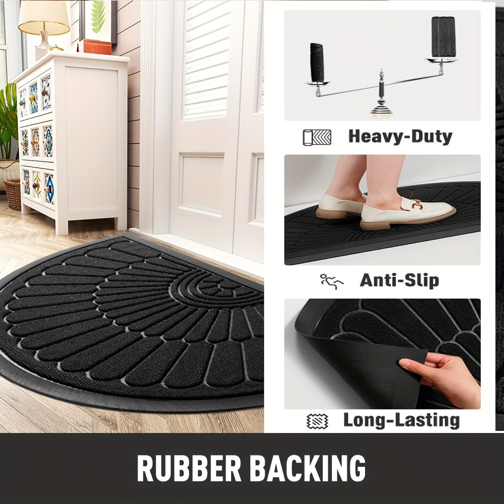 Sustainable Rubber Door Mat - Half-Round Design for Outdoor and Indoor