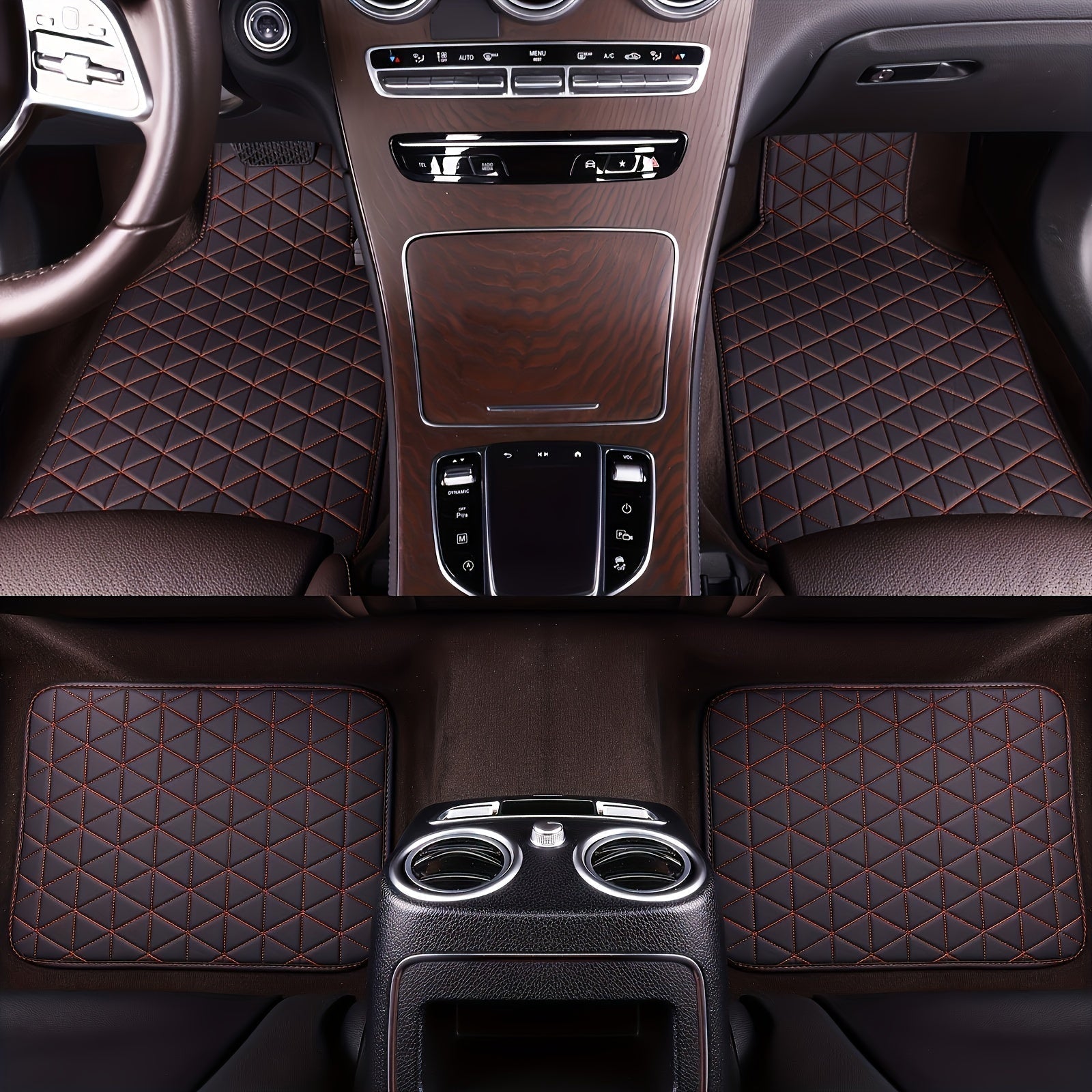 Set of 4 Waterproof PU Leather Floor Mats for Cars – Stylish and Durable