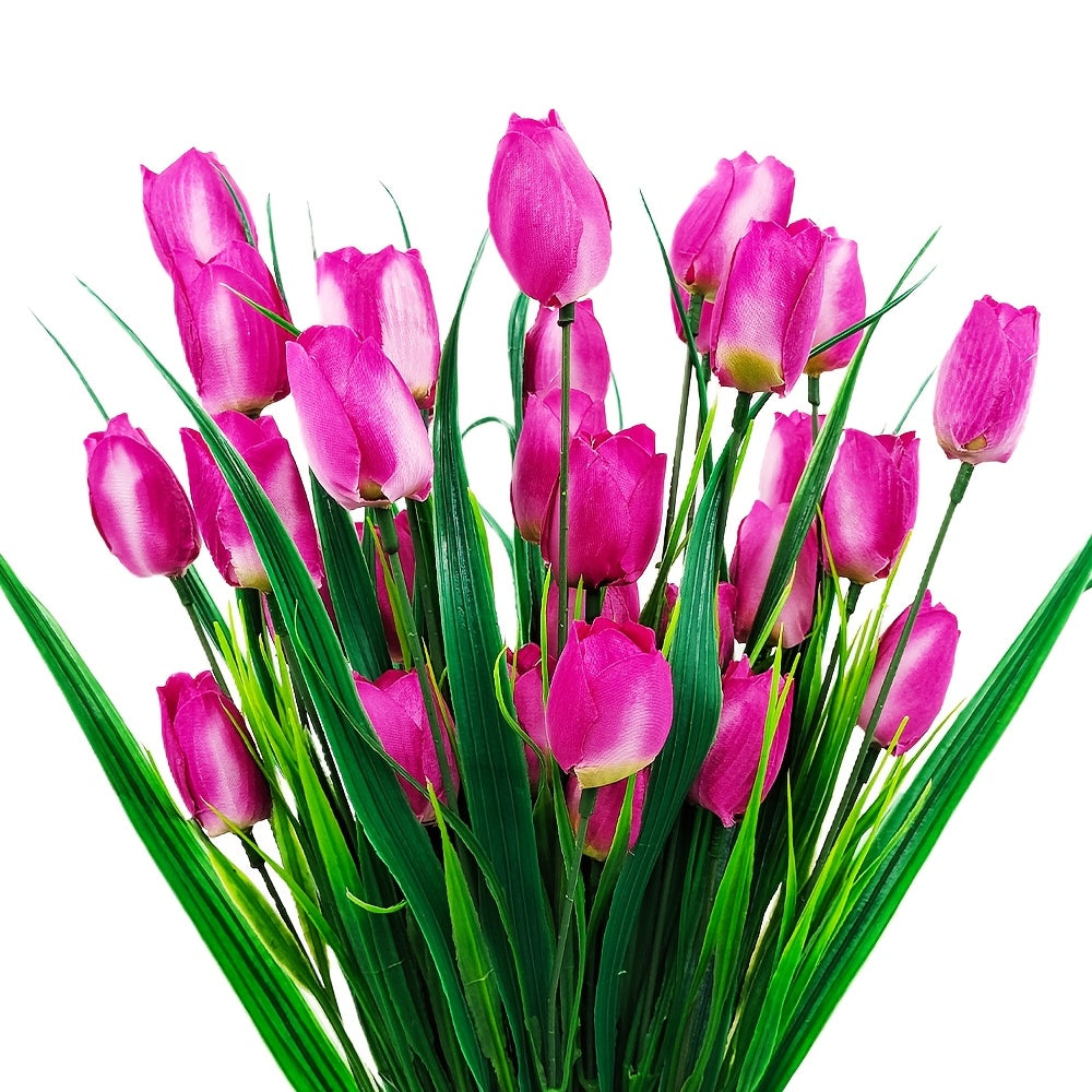 Set of 6 Bundles of Artificial Tulips – UV-Resistant and Realistic for Garden and Interior Decoration