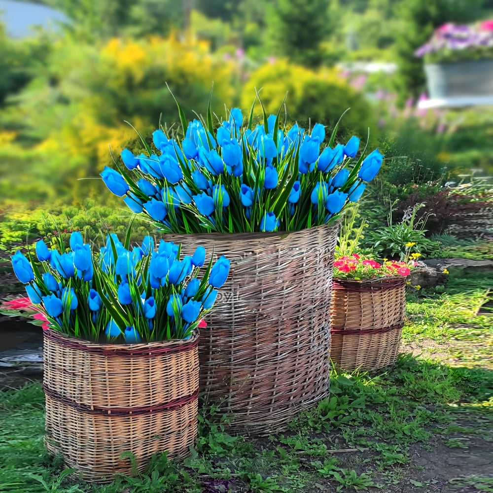 Set of 6 Bundles of Artificial Tulips – UV-Resistant and Realistic for Garden and Interior Decoration