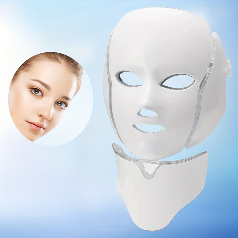 7-Colour LED Facial & Neck Mask – USB Rechargeable Skincare Device