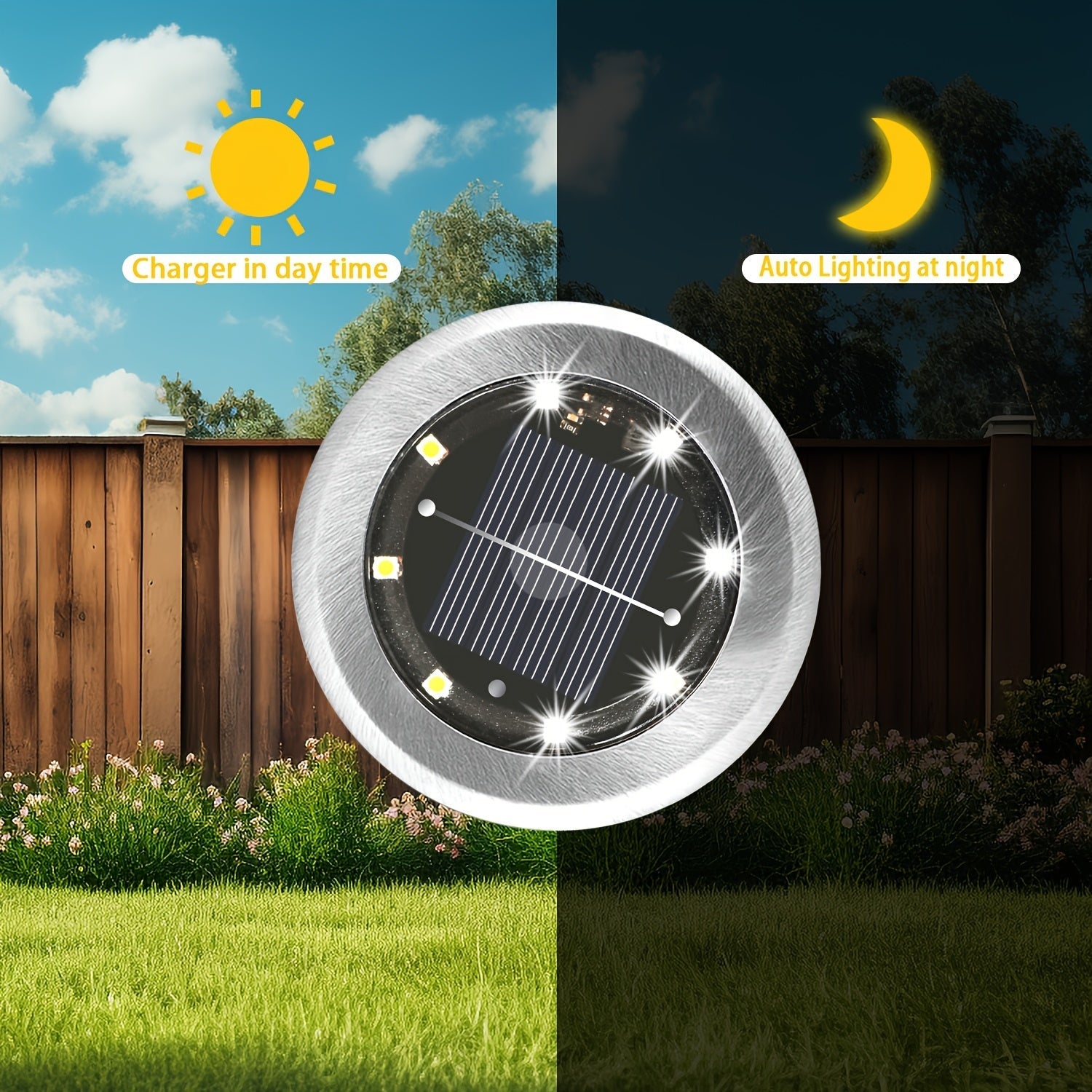 Solar Ground Spot Lighting – Geometric Stainless Steel Design for Gardens and Paths