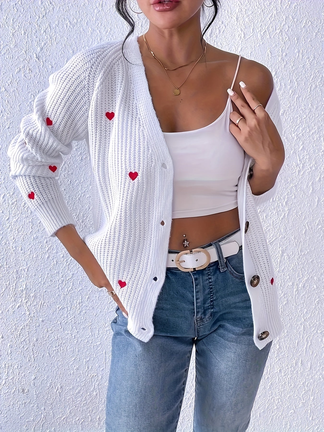 Lune Embroidered Hearts Cardigan – Stylish and Comfortable for Spring and Autumn
