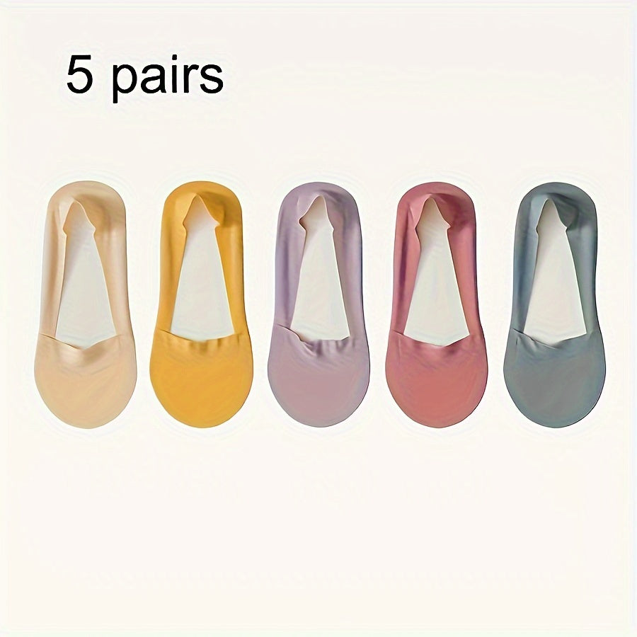 5 Pairs of Ice Silk Socks – Breathable and Non-Slip Invisible Socks for Women
