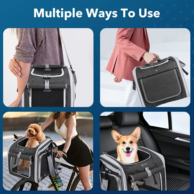 Expandable Pet Bicycle Basket – Comfortable and Safe for Small Dogs and Cats