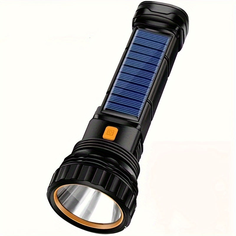 SolarBeam LED Flashlight - Rechargeable with Solar Panel & USB