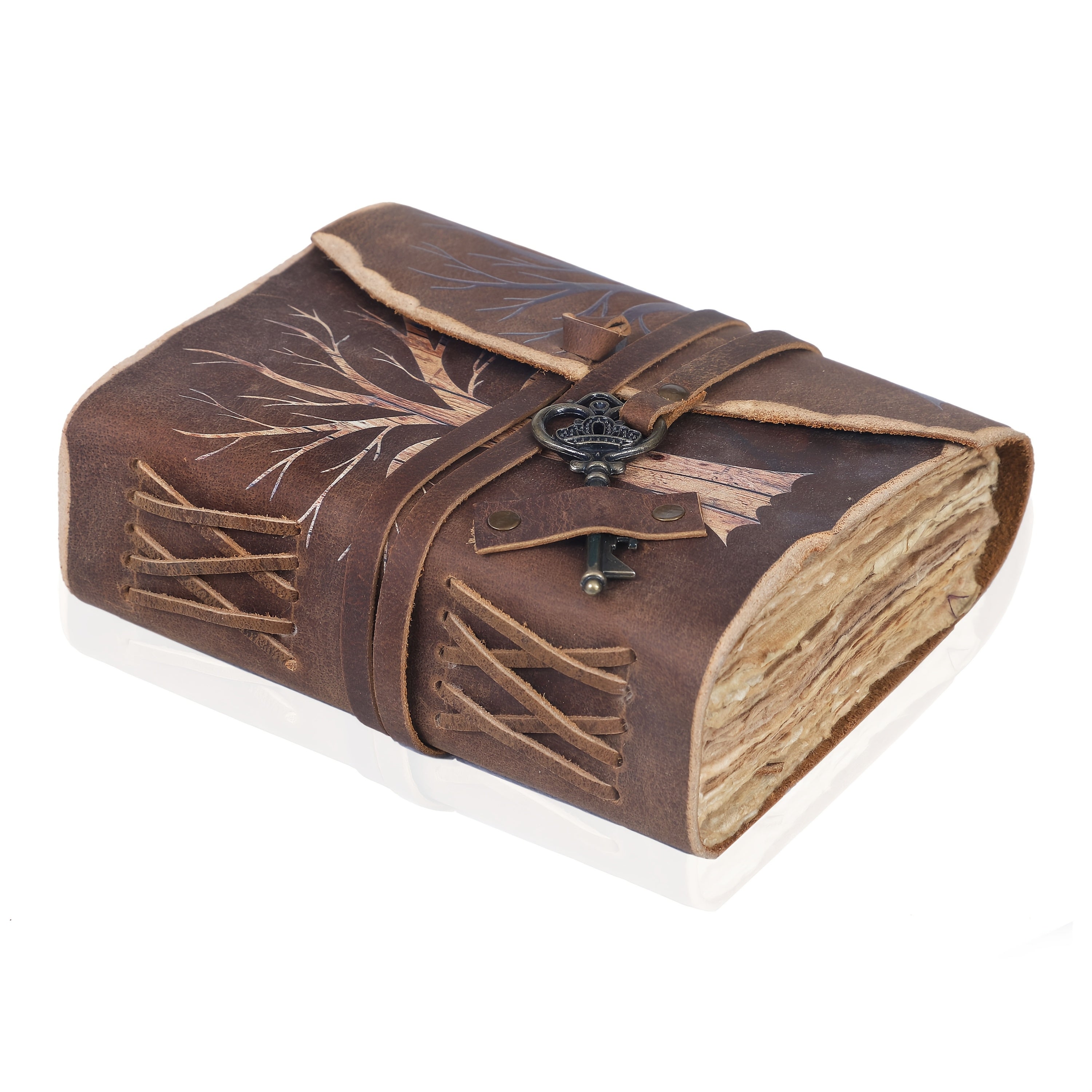 Handmade Vintage Notebook with Leather Look and Key Closure – For Creative Minds