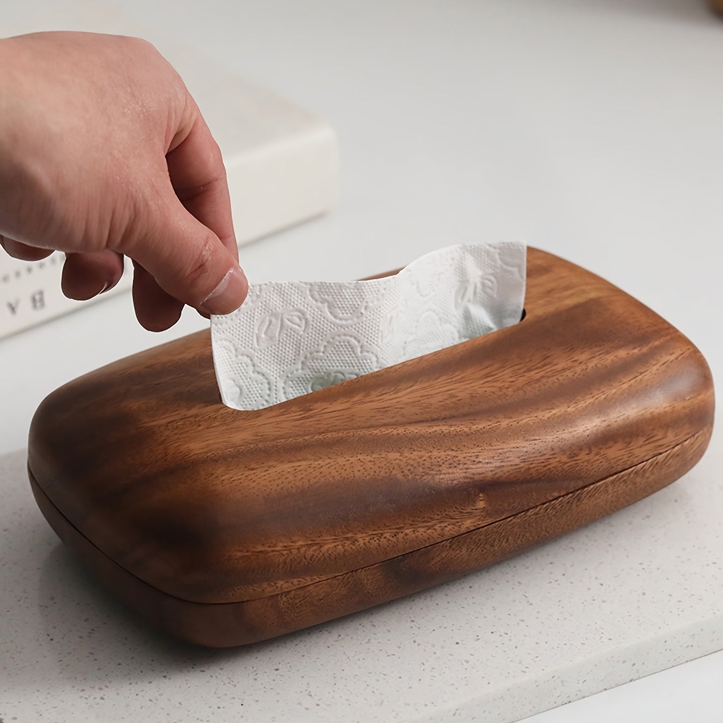 Walnut Tissue Box Holder – Elegant and Functional Design