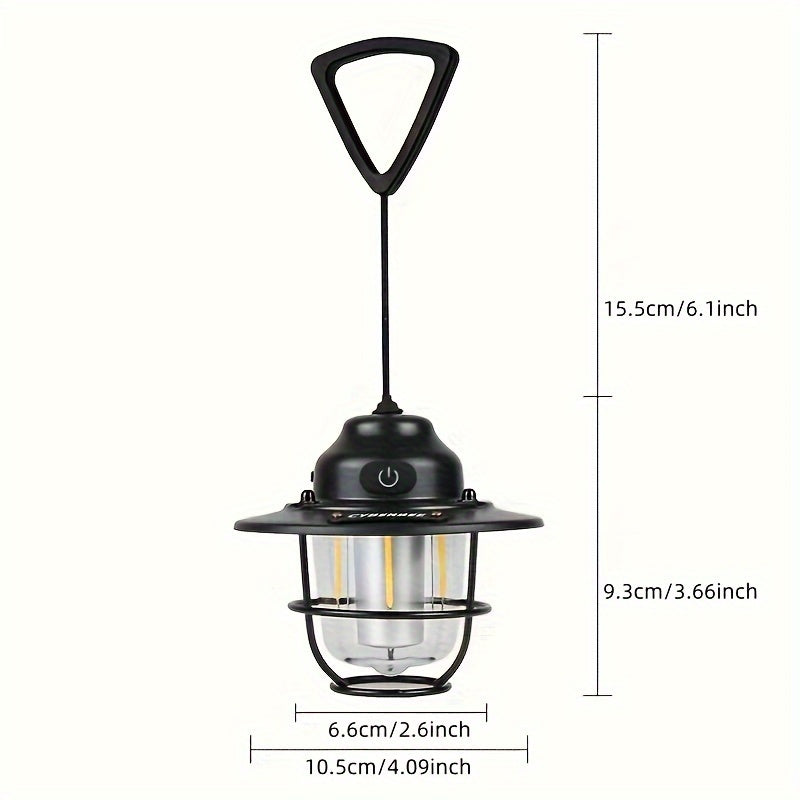 Vintage LED Camping Lantern - Rechargeable and Durable for Outdoor Adventures