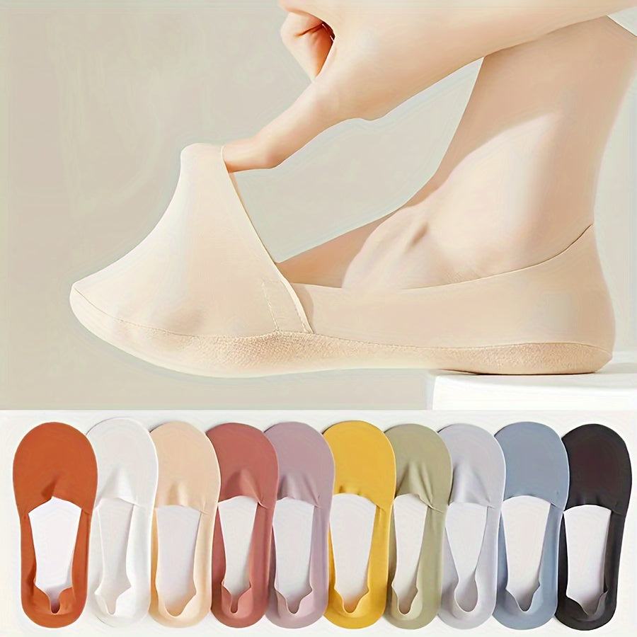 5 Pairs of Ice Silk Socks – Breathable and Non-Slip Invisible Socks for Women