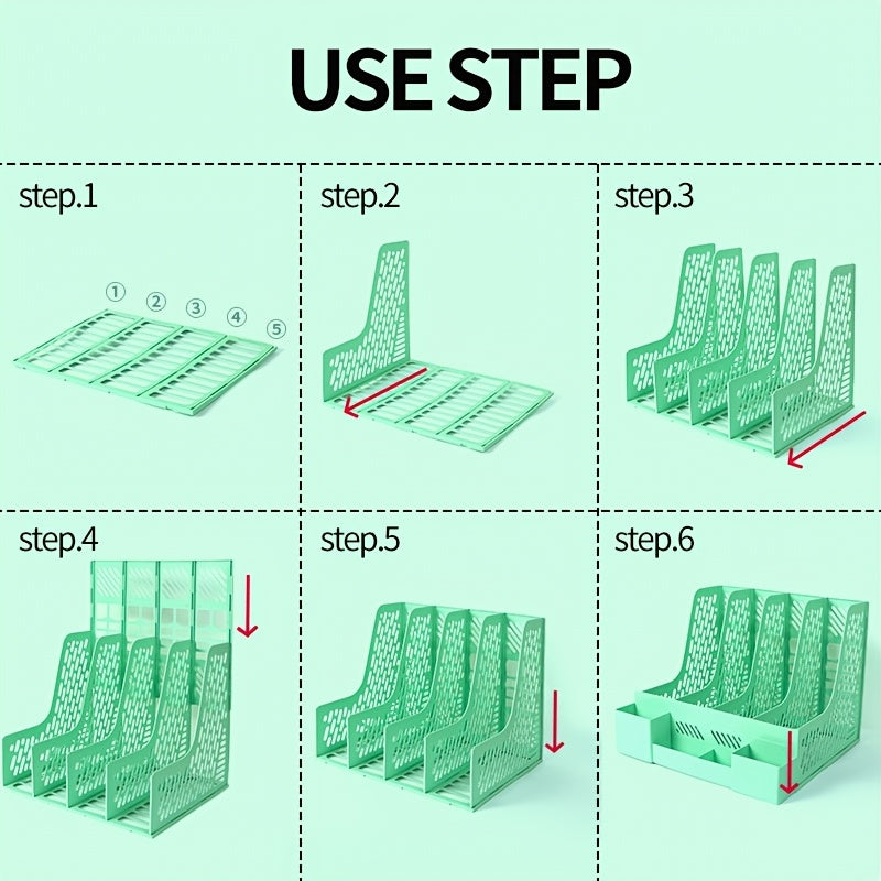Desktop Document Organizer – 4 Compartments, Space-Saving, Removable, and Suitable for Office Supplies