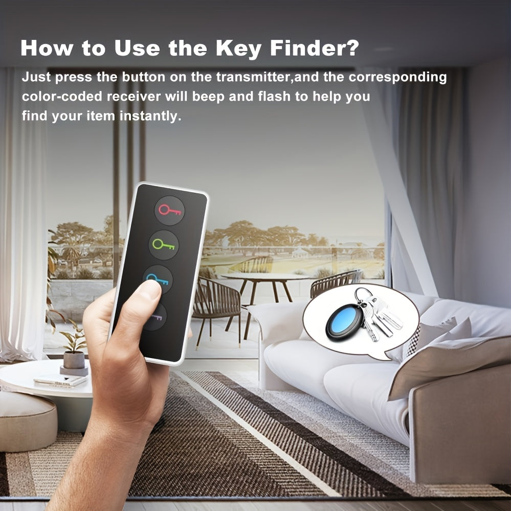 Key Finder with 4 Receivers – LED Flashlight & Portable Design