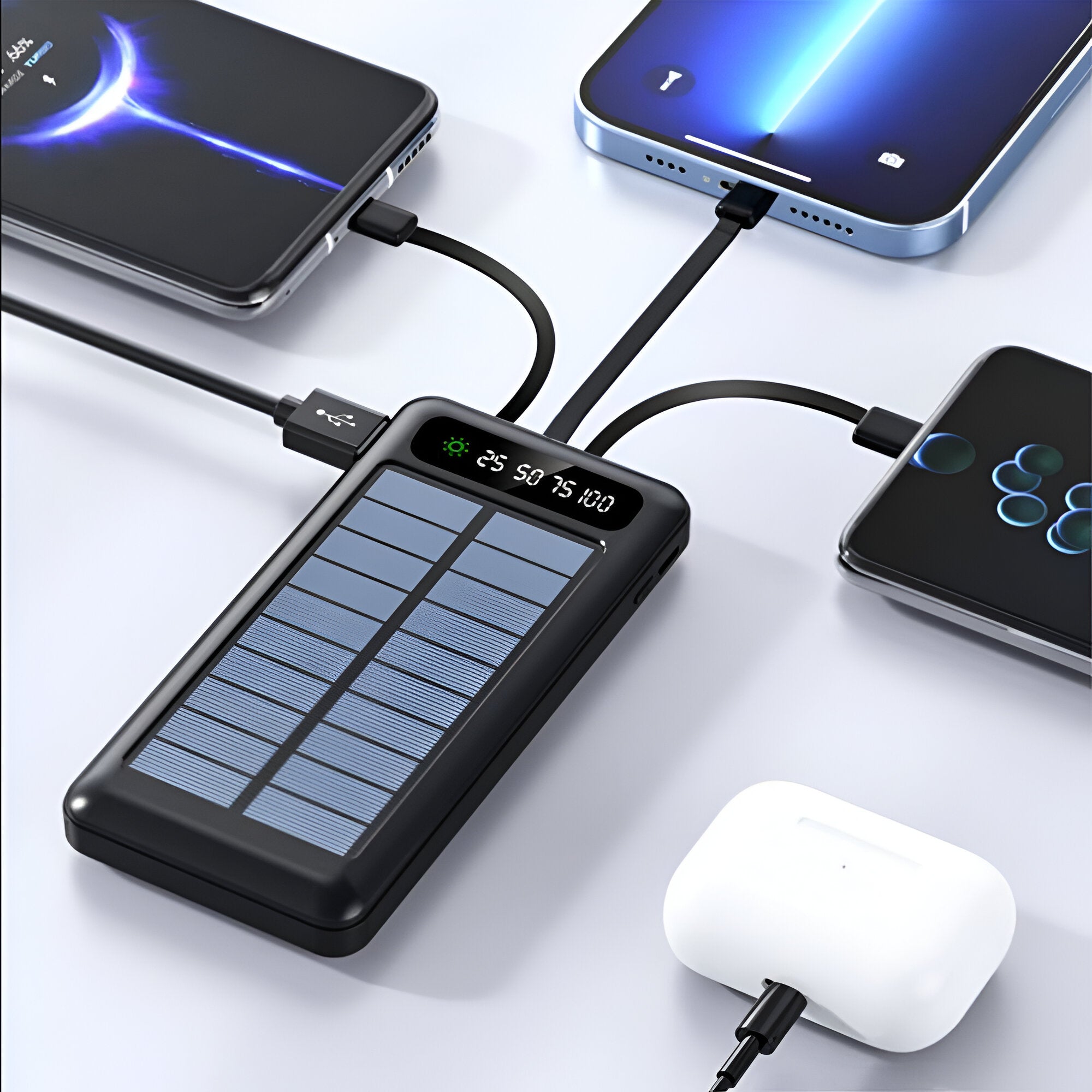 High-Capacity 20,000mAh Solar Power Bank – Fast and Dual Charging