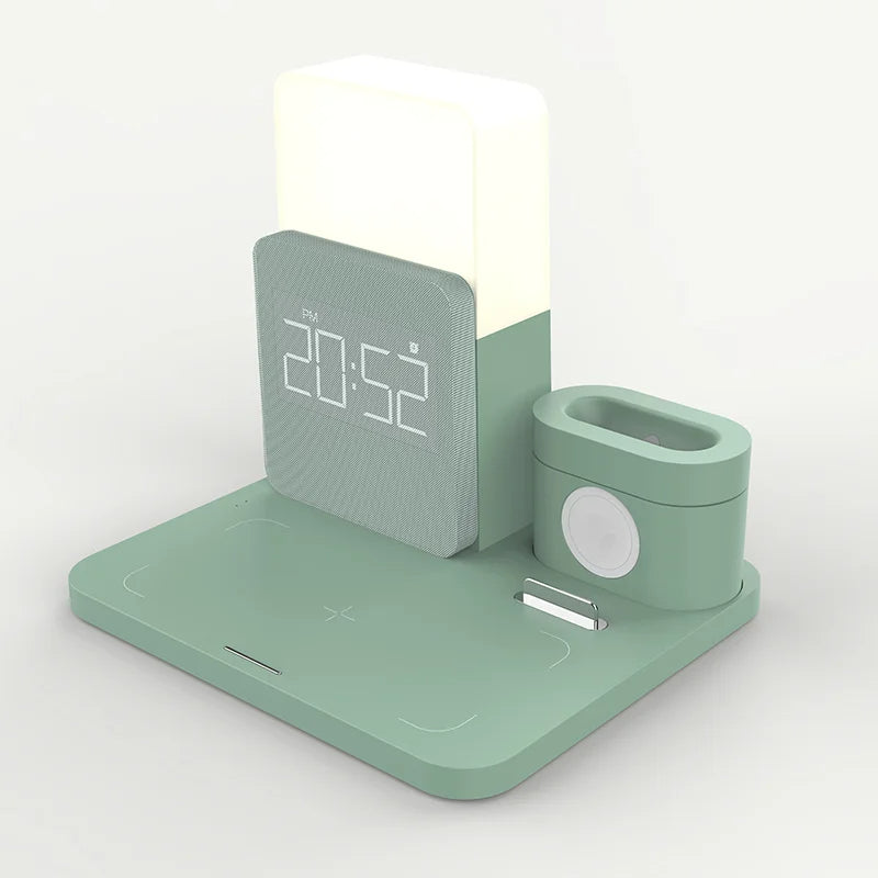 Multi-Function Wireless Charging Station – Lamp and Alarm Clock Included