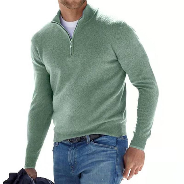 Classic Zip-Up Knit Pullover – Comfortable Men’s Essential