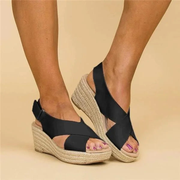 Chic Cross-Strap Wedge Sandals – Comfortable Summer Style