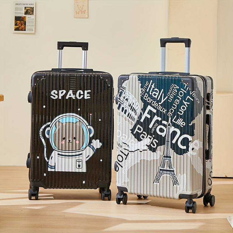 Luxury Graffiti Suitcase with Space Theme – 24 Inch Hardshell Suitcase with Spinner Wheels and TSA Lock