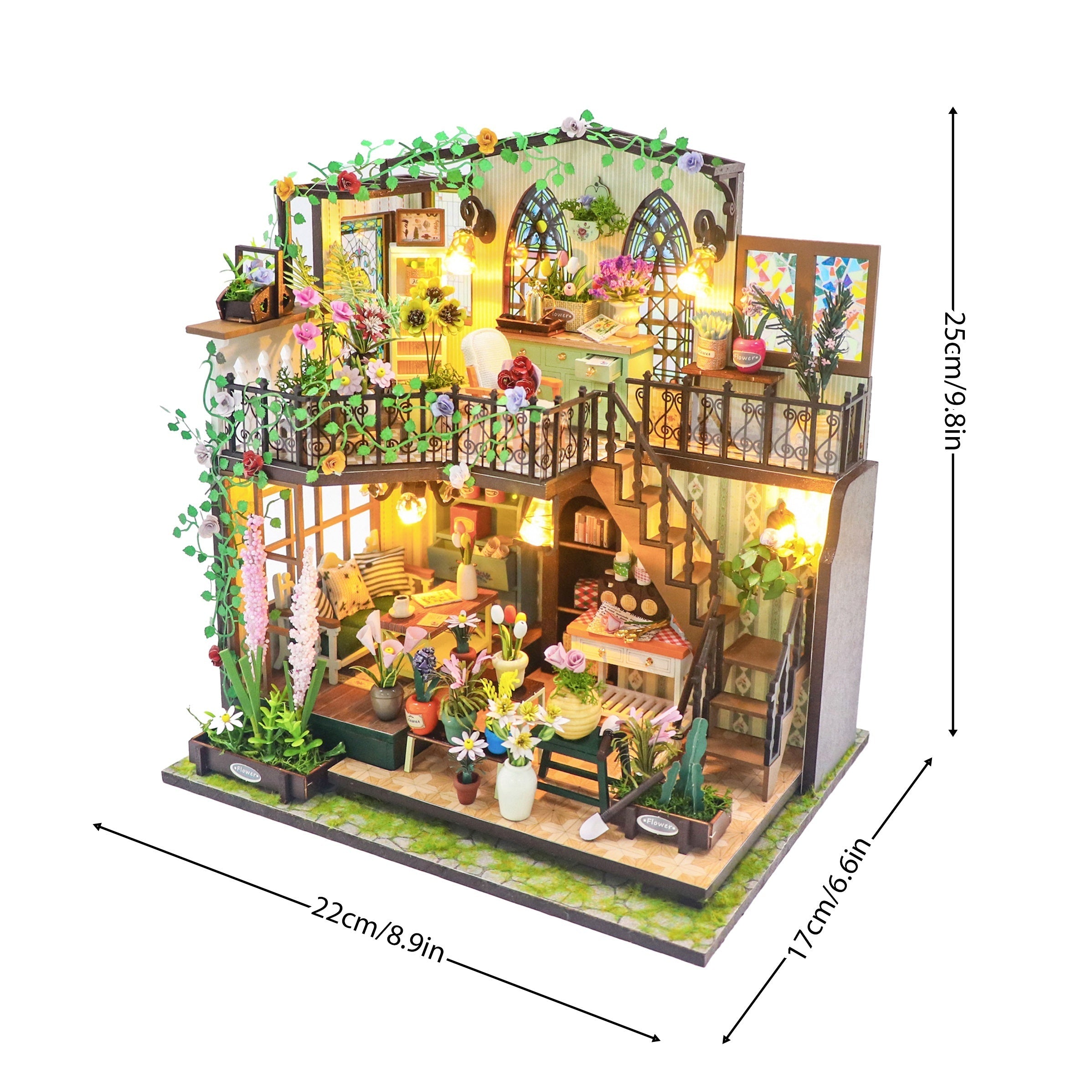 DIY Miniature Greenhouse House with Lighting – Handmade 3D Puzzle for Creative Decoration
