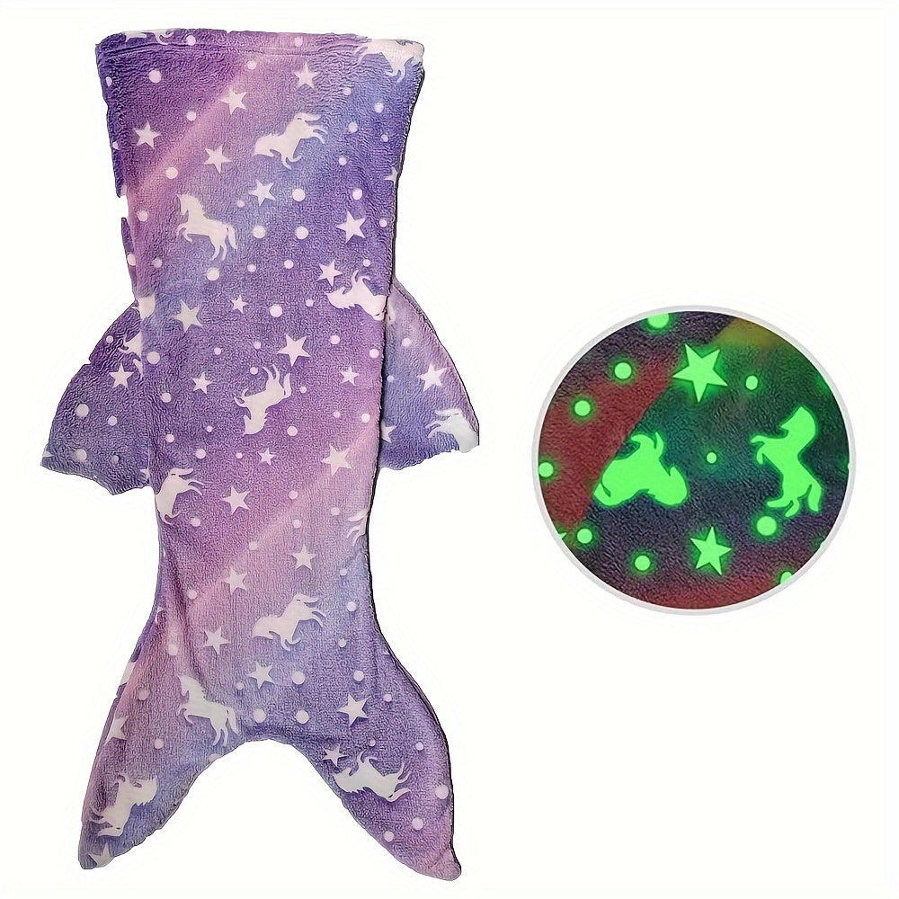Magical Mermaid Sleeping Bag with Glow-in-the-Dark Effect – Soft Fleece Blanket for Children