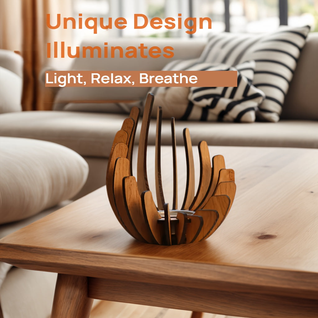 Bohemian Lotus Candle Holder – Handmade Layered Wood Design
