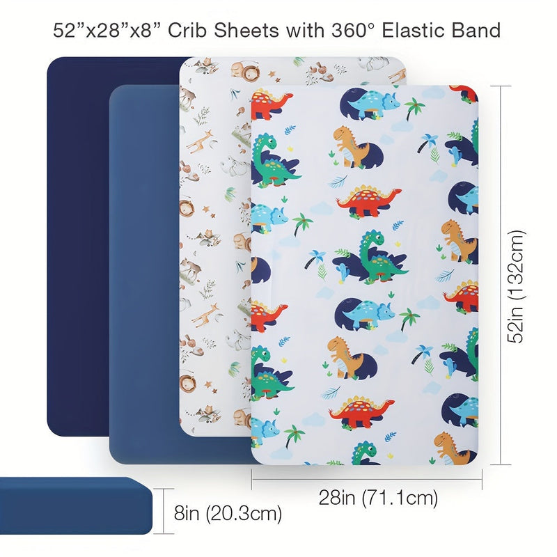 Soft Animal Print Crib Sheets – 4-Piece Set for Comfort and Style in the Nursery