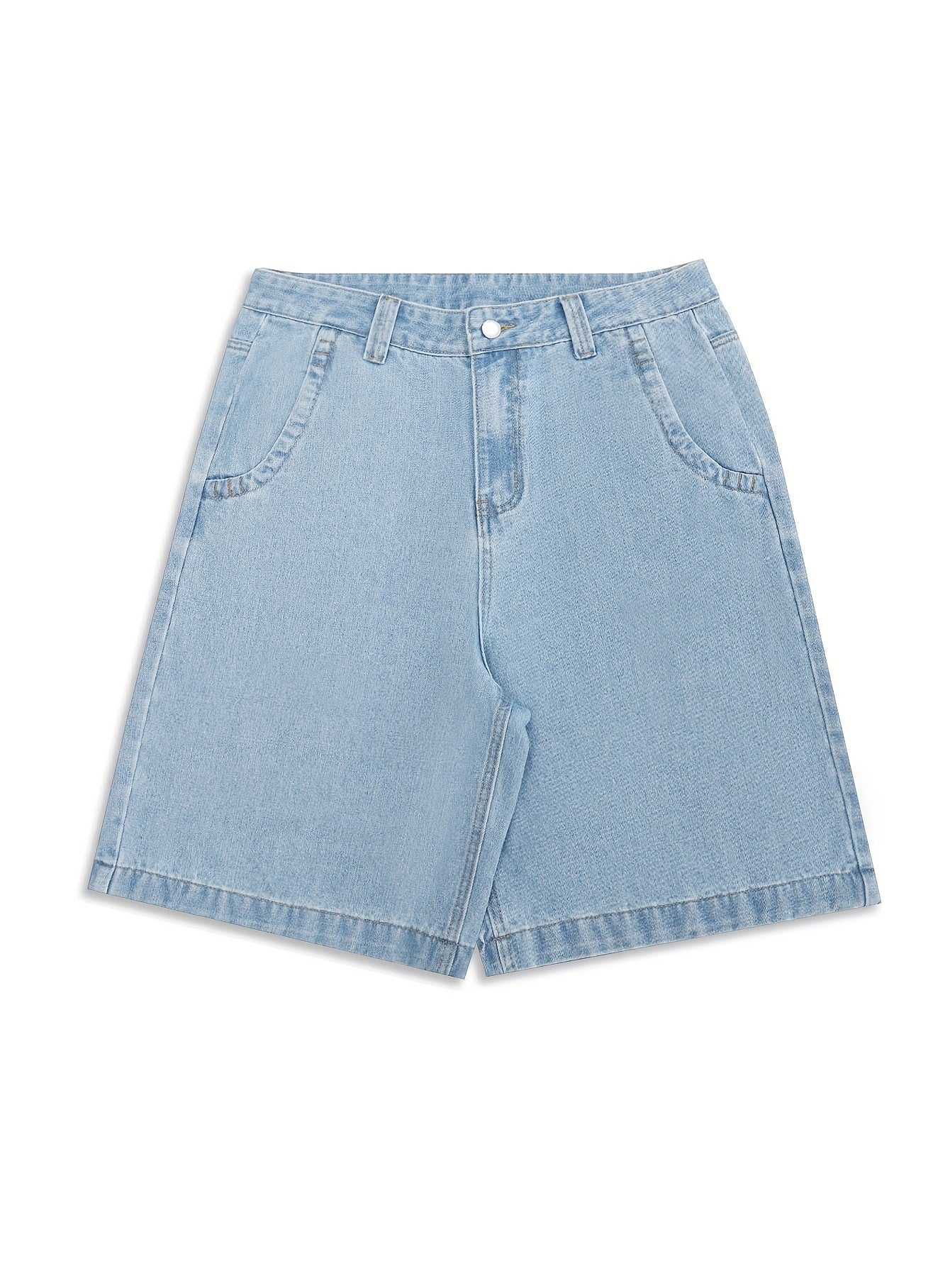 Casual Bermuda Denim Shorts – Loose Fit with Stylish Floral Embroidery
