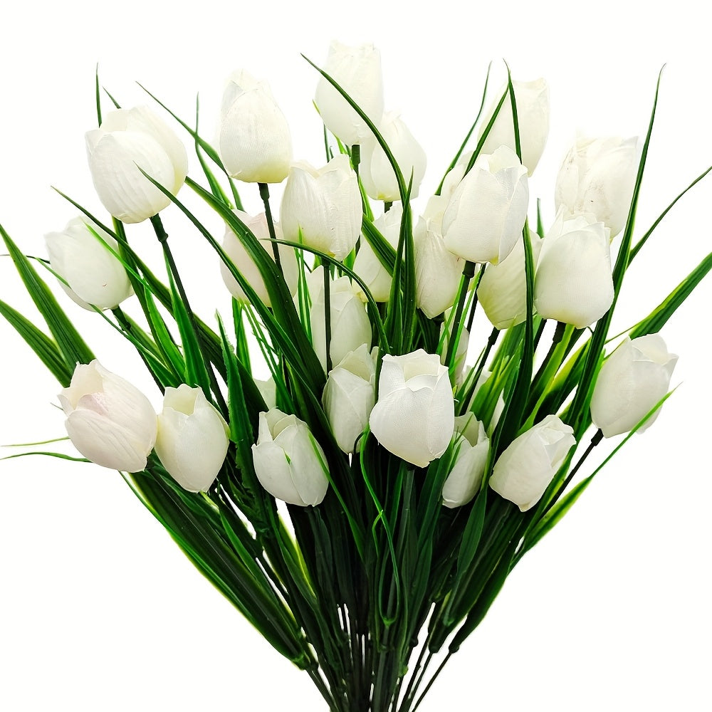 Set of 6 Bundles of Artificial Tulips – UV-Resistant and Realistic for Garden and Interior Decoration