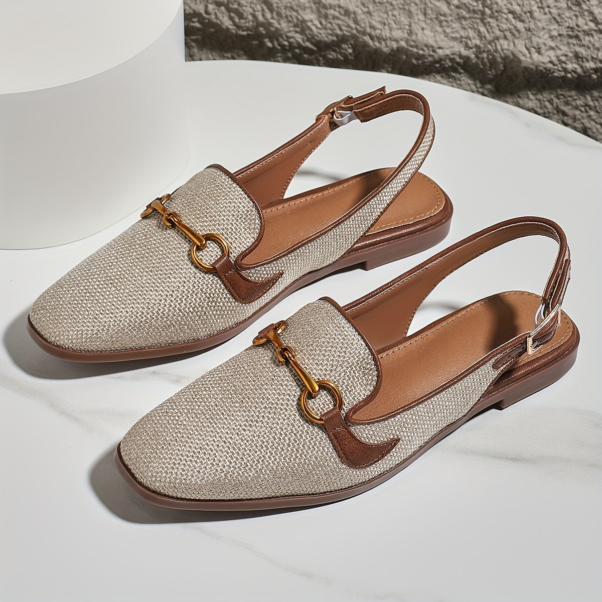 Ladies' Sandals with Metal Buckle – Stylish and Comfortable with Square Toe