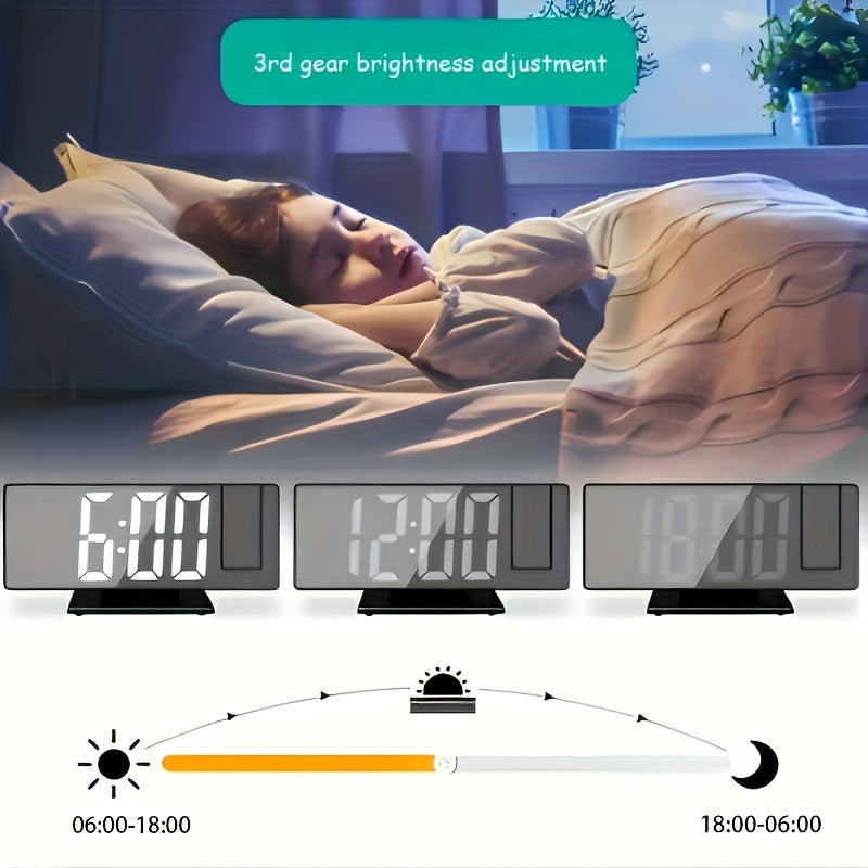 Digital Mirror Alarm Clock with Projection – Large LED Display and Multifunctional Alarm Feature