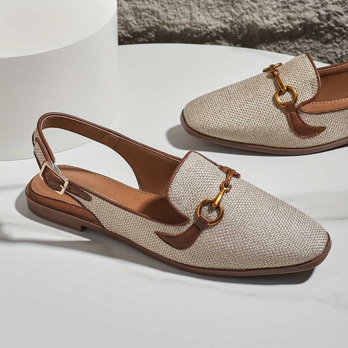 Ladies' Sandals with Metal Buckle – Stylish and Comfortable with Square Toe