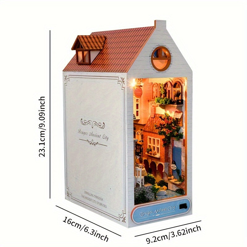 DIY Bruges House Book Stand – 3D Wooden Model of the Old Town