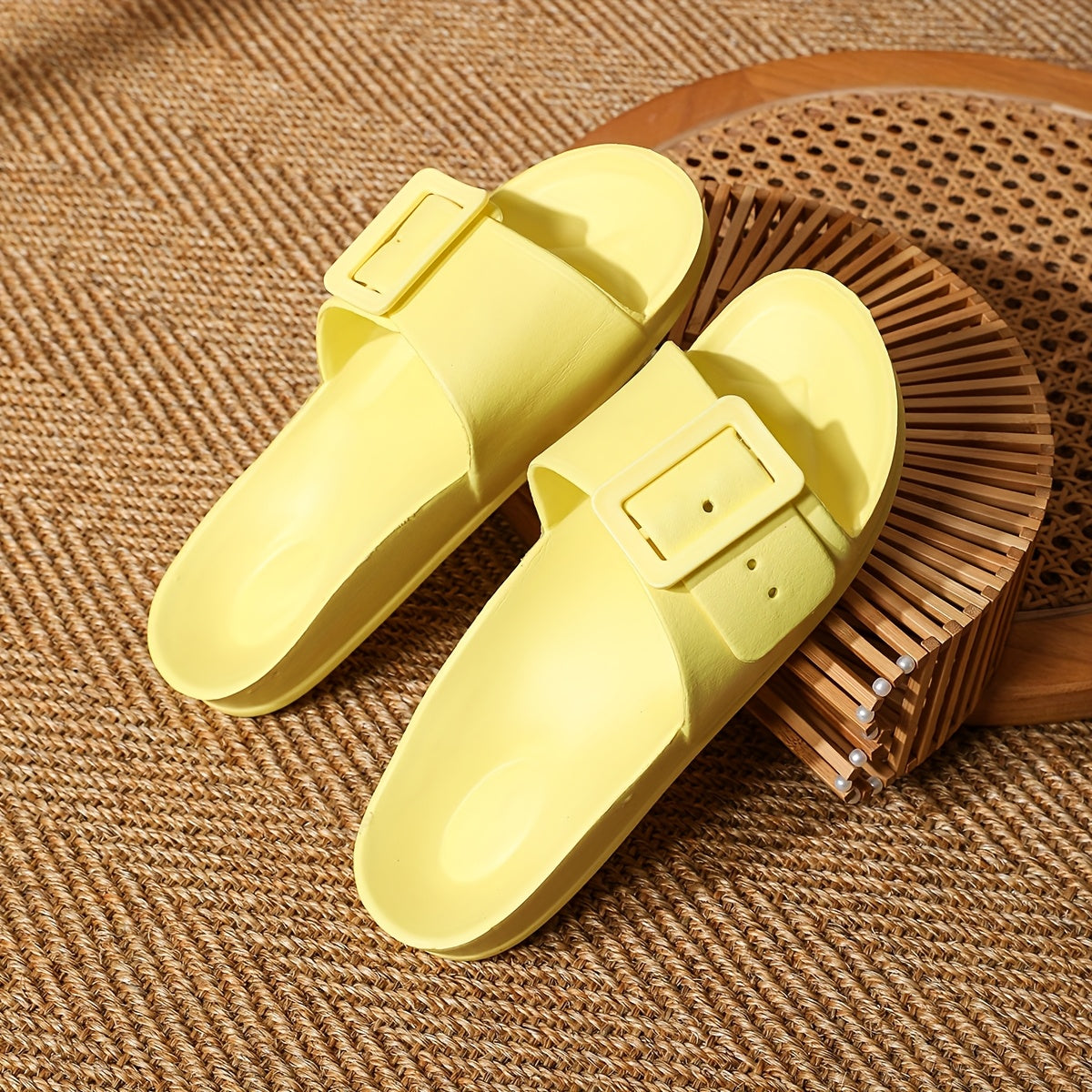 Ladies Slippers with Adjustable Buckle Closure – Lightweight and Cushioned