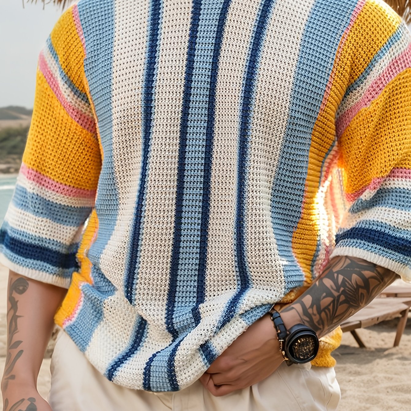 Casual Striped Knitted Sweater – Comfortable and Airy