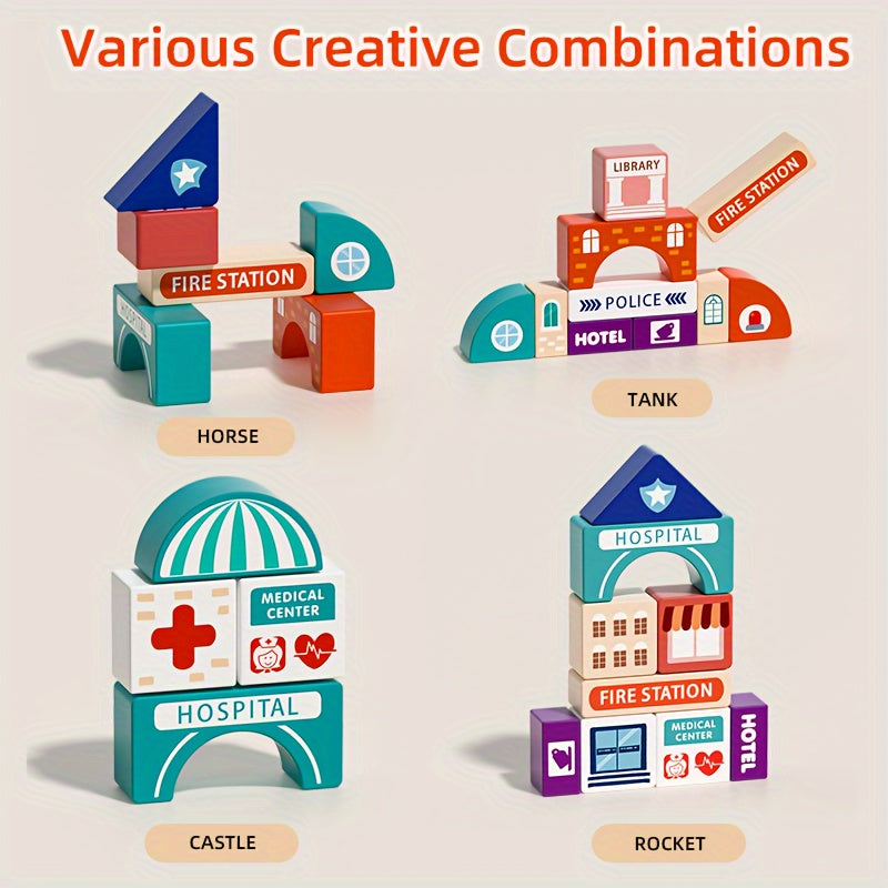 Wooden City Building Block Set - Fun Play Experience for Children