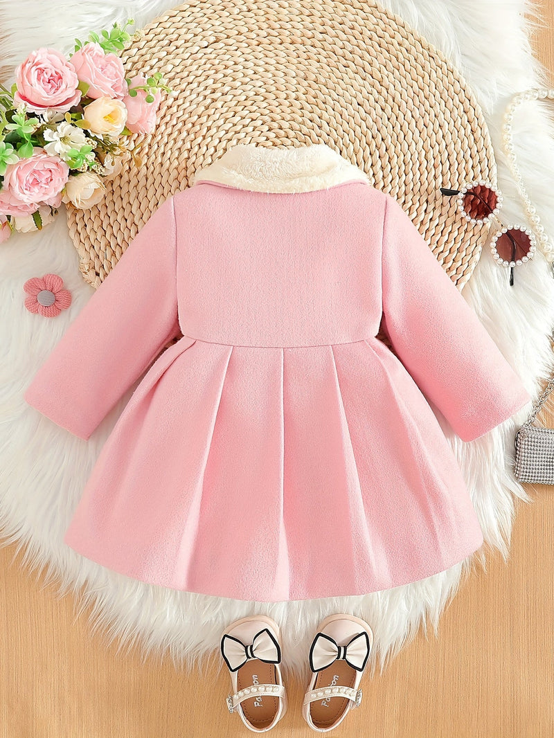 Lotte Winter Coat for Kids - Elegant with Bow and Plush Collar for Cold Days