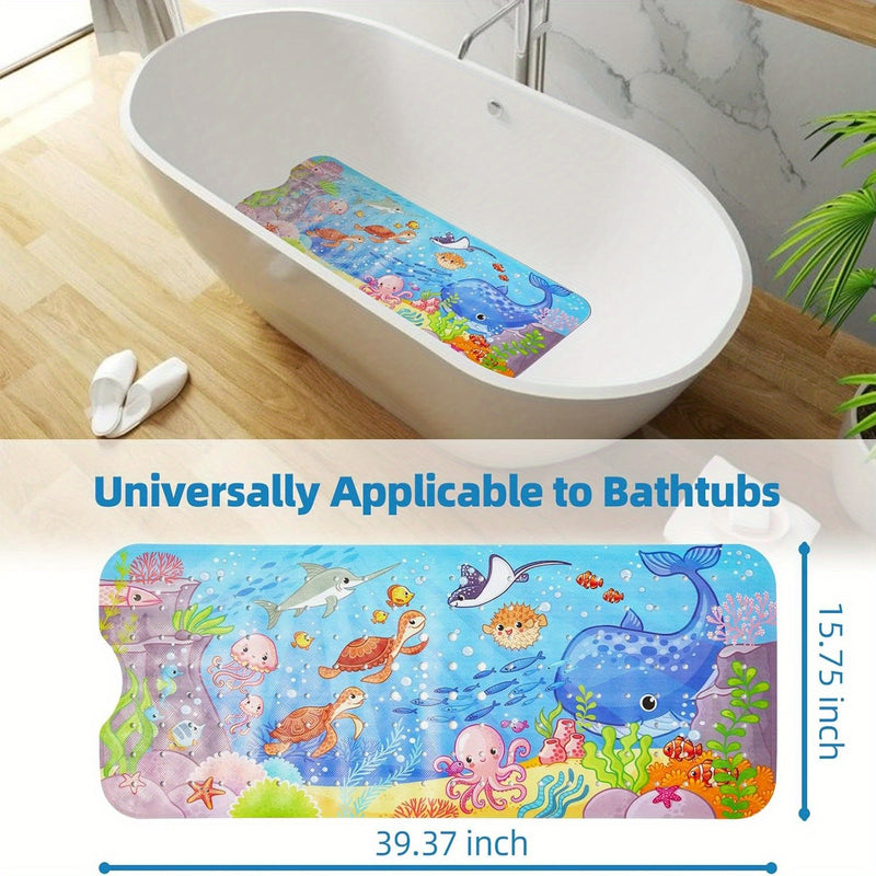 Extra-Long Non-Slip Bath Mat – Machine Washable with Suction Cups