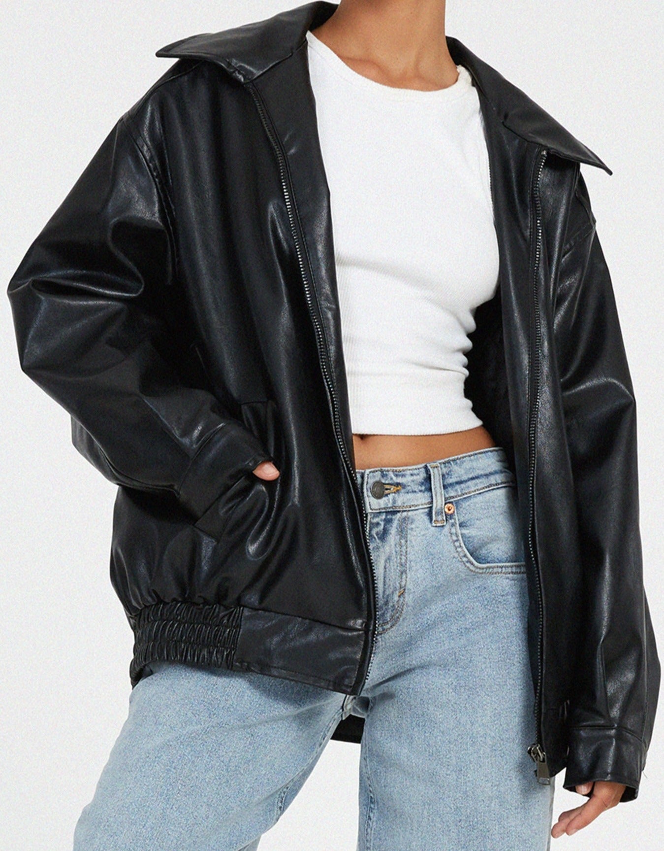Stylish Oversized Leather Jacket – Comfortable and Trendy for Every Day