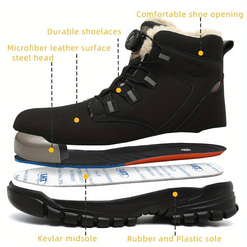 Safety Work Boots for Men with Steel Toes and Fleece – Durable and Puncture Resistant
