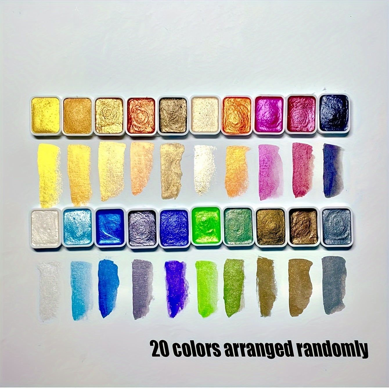 Pearl Watercolor Paint Set – 20 Colors in Solid Form for Painting and Calligraphy