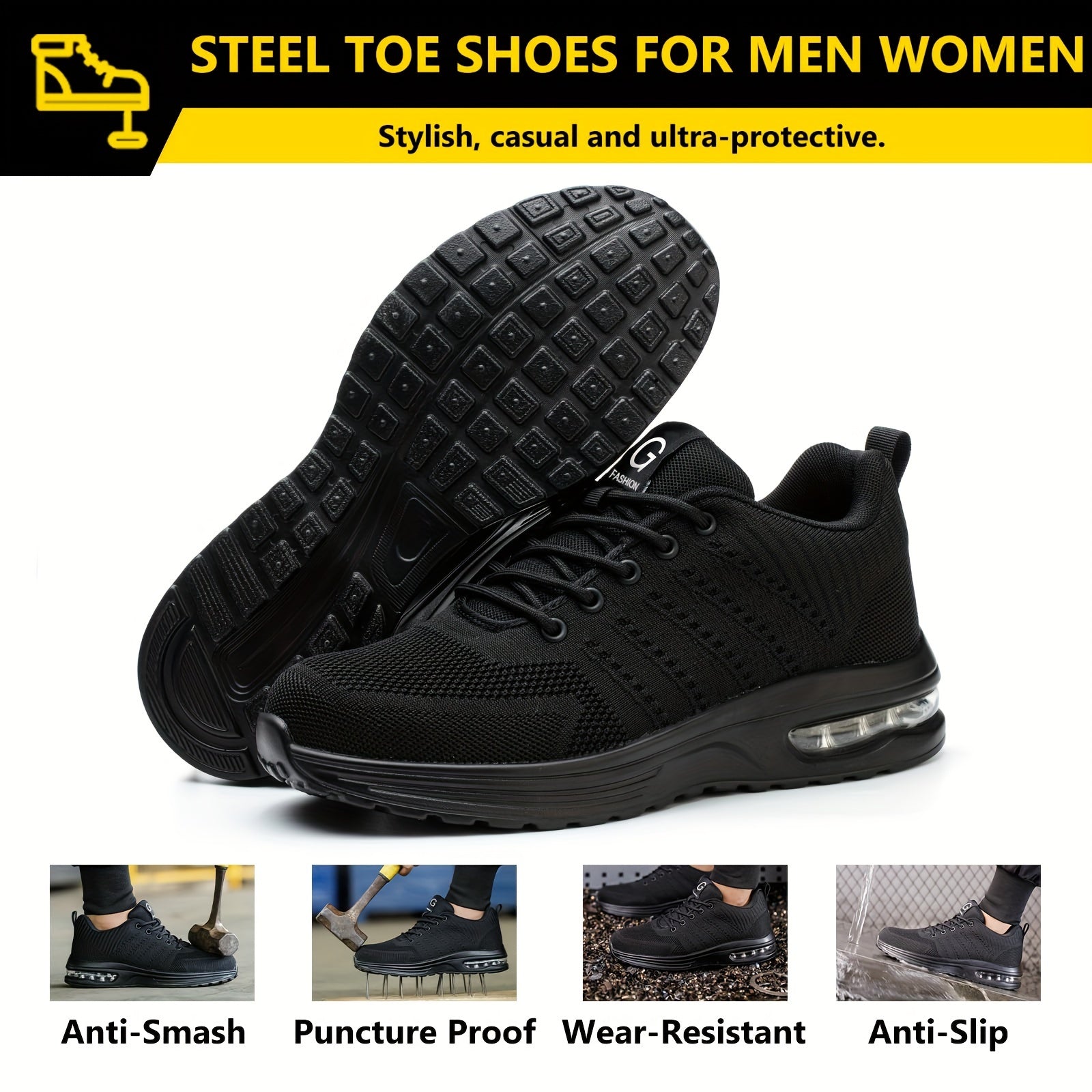 Steel Toe Safety Work Sneakers for Men – Breathable and Puncture Resistant